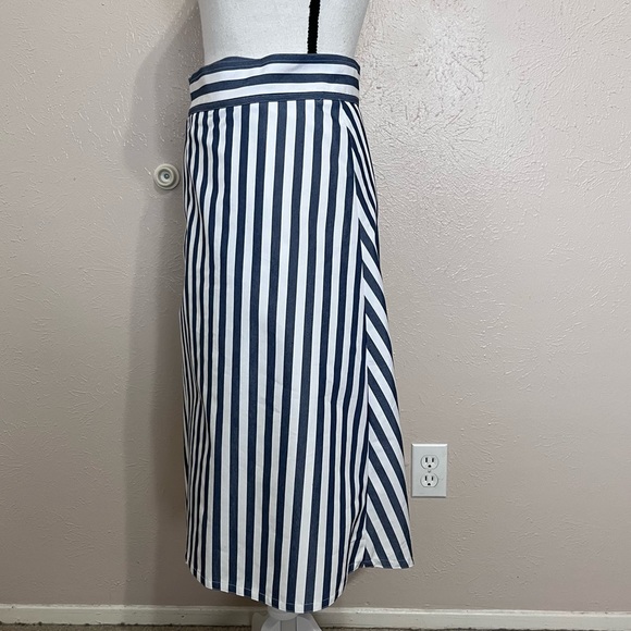 SOLD E Anthropologie Maeve Blue Striped Asymmetric Skirt - Picture 5 of 10